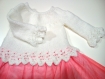 Tricot robe tulle tutu manches longues rose blanc bébé fille 12 18 mois