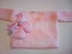 Tricot gilet cache-coeur rose bébé fille taille naissance