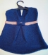 Tricot ensemble robe gilet bleu rose poudré bébé fille 6 mois coton bio cadeau naissance