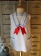 Robe fille marin blanc à pois bleu 18 mois vintage année 1960/dress girl  marin white and blue 18 months vintage 1960's