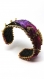 Bracelet manchette soie noire, velours et perles de verre dorées 