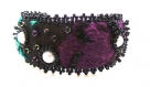 Bracelet manchette soie noire, velours et perles de verre noires 