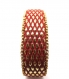 Bracelet manchette simili cuir rouge goutte d'eau or et perles de verre dorées 