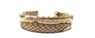  bracelet manchette fine cuir de python beige 