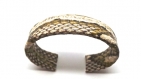  bracelet manchette fine cuir de python beige 