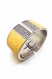Bracelet cuir de galuchat jaune ,argent et strass