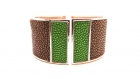 Bracelet cuir de galuchat vert et brun 