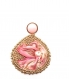 Boucles d'oreilles soie shibori rose et perles de verre dorées