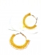 Boucles d'oreilles macramé jeune moutarde et perles dorées et nacrées