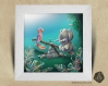 Cadre carré 25x25 cadeau naissance avec illustration jungle éléphant et perroquet pour chambre enfant bébé