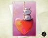 Carte de voeux hippopotame manège coeur  fête des mères amour saint-valentin