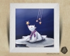 Cadre carré 25x25 cadeau naissance avec illustration ours polaire et étoiles pour chambre enfant bébé