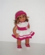 Vêtement compatible aux poupées wichtel de rosemarie müller: tenue blanche et rose 