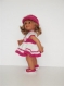 Vêtement compatible aux poupées wichtel de rosemarie müller: tenue blanche et rose 