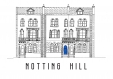 Poster maison à porte bleue dans le quartier de notting hill à londres, inspiration du film 