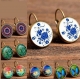 Flowers dangle earrings - colorful flowers earrings - flowers vintage earrings jewelry - summer earrings - spring - colorful - lotus - teen