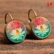 Flowers dangle earrings - colorful flowers earrings - flowers vintage earrings jewelry - summer earrings - spring - colorful - lotus - teen