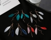 Feather earrings turquoise - ethnic feather - ethnic jewelry - indian feather earrings - blue leaf - pink feather - bohemian earrings