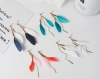 Feather earrings turquoise - ethnic feather - ethnic jewelry - indian feather earrings - blue leaf - pink feather - bohemian earrings