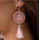 Soft pink tassel fringe earrings,black tassel earrings, stocking stuffer,gift for her earrings, wedding earrings, boho earrings,drop earring