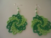 Boucles d'oreilles spirales vert en perles