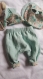 Sarouel  bébé  liberty réversible double gaze - pantalon - fleurie - vert d' eau