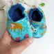 Chaussons bébé tropique - gamme les animaux - koala/paresseux/bleu