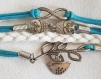 Bracelet multirangs bleu et blanc