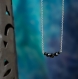 Collier minimaliste ras du cou - chaîne en acier inoxydable et perles de spinelle noir