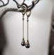 Boucles d'oreilles bloody mary - dormeuses bronze, chaînes fines et perles d'hématite