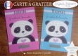 Carte à gratter demande parrain marraine personnalisée veux-tu être ma marraine / mon parrain ? modèle panda rose ou bleu