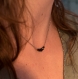 Collier minimaliste ras du cou - chaîne en acier inoxydable et perles de spinelle noir