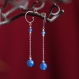 Boucles d'oreilles pendantes titane pur et perles d'agate bleue - boucles d'oreilles hypoallergéniques