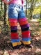 Pantalon d'hiver à patte d'éléphant en jean et en patchwork de laine recyclée multicolore!!!