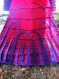 Robe longue d'hiver à col multifonction, manches longues et arabesques en patchwork d'acrylique et laine recyclée rouge et violette!!!