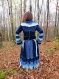 Manteau long d'hiver à capuche pointue, patch étoile en patchwork de laine et feutrine recyclée en nuances de bleu!!!