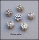 10 perles intercalaires fleur mètal argenté 6x6mm trou 1,5mm, 10 fleurs intercalaires, fleurs connecteurs, fleurs argenté