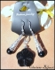 Colgante y pendientes flor cristal murano negro