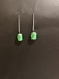 Boucles d’oreille avec perle feuille d’argent verte