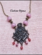 Collier pendentif style romantique perles naturelles tone rose 30x52mm 45cm chaine cuivre