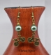1 par de pendientes perla nacarada y colgante bronze