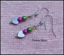 Boucles d'oreilles en acier inoxydable coeur hématite et perles verre multicolores 6x35mm +embouts