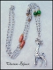 Collier mi-long girafe argenté et perles bois fimo verre multicolore