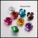 20 fleurs roses aluminium multicolore 17mm trou 1mm