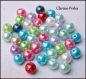 50 perles nacres multicolores 8x8mm