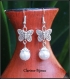 Pendientes de perla nacarada y mariposa en metal plateado 15x46mm