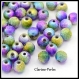 10 perles acryliques rondes stardust violet multicolore 8mm trou 1,9mm