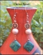 Boucles d'oreilles rhombe turquoise naturelle fleur et perle en cuivre 18x72mm +embouts