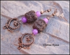 Boucles d'oreilles romantique perles  lave marron et breloque cuore cuivre 20x70mm