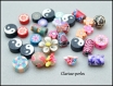 50 perles variées fimo multicolores 6-23mm trou 1mm
